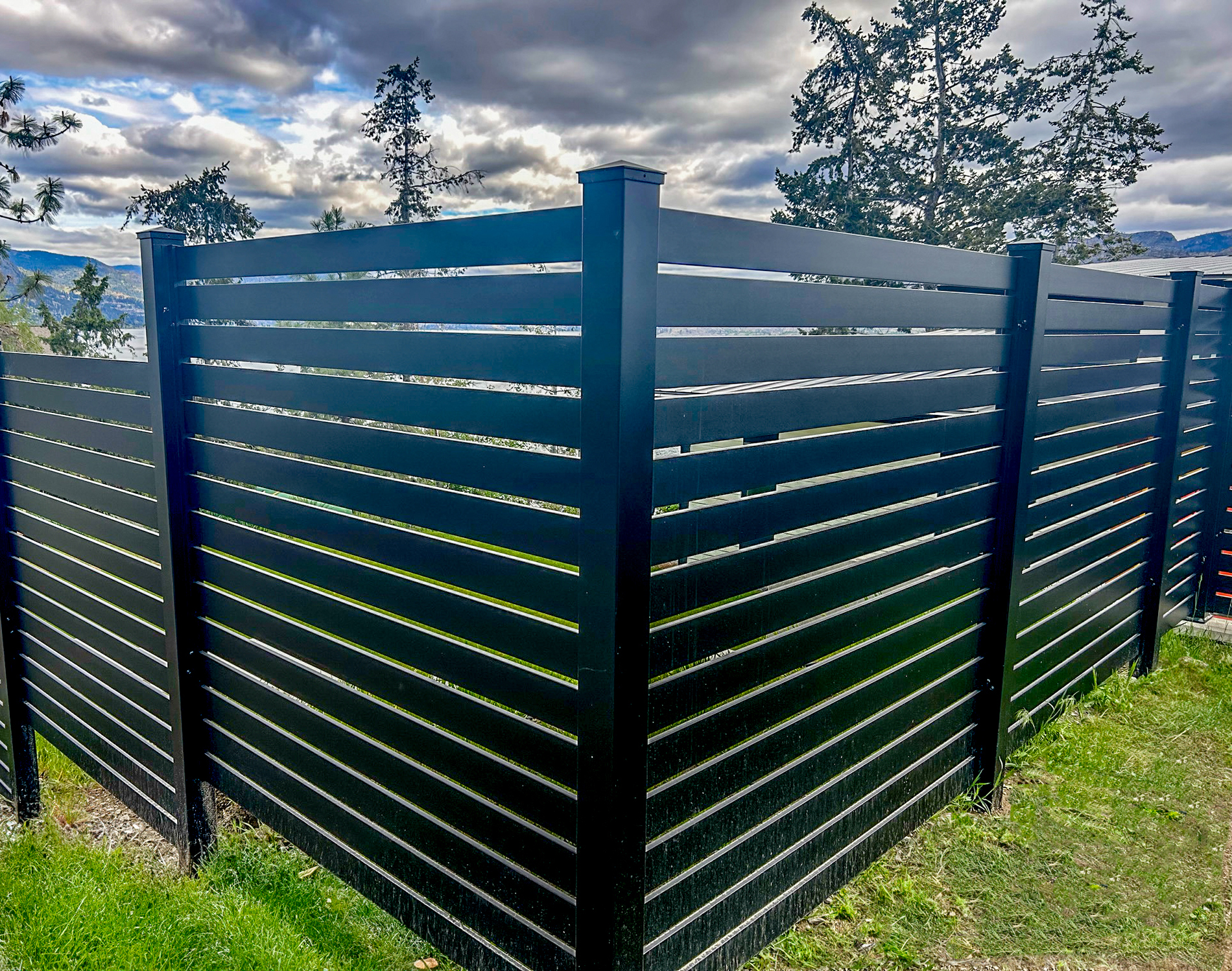 Black aluminum security fence installed by Hawk Fences of Raleigh
